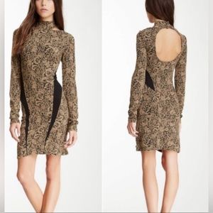 Free People Night Play Bodycon Mini Dress Taupe/Black
